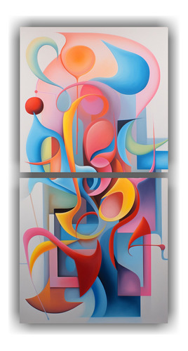 100x50cm Diptico Vitalidad - Cuadro Abstracto Colores Pastel