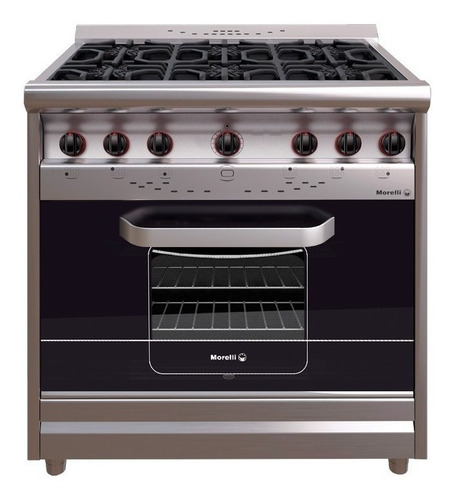 Cocina industrial Morelli Country 900 6 multigas acero inoxidable puerta visor