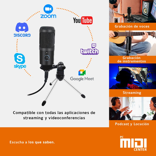 Imagen 4 de 10 de Micrófono Condenser Tripode Youtube Podcast Midiplus Usb750