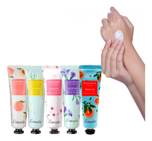 Set 5 Cremas Para Manos Suaves Combo A De Bolsillo Hidratante Reparadora Aroma De Frutas