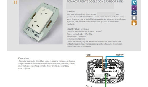 Imagen 3 de 4 de Toma Doble Kalop + Tapa Civil Blanca Conjunto Pack X10