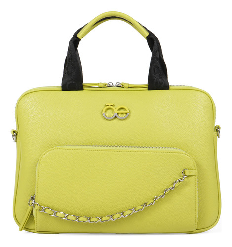 Bolsa Cloe Para Mujer Porta Laptop Mediana Cadena Decorativa Color Verde Limón