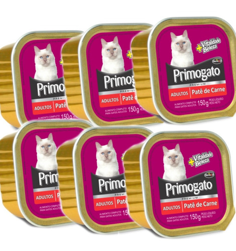 Pate Primogato Gatos Adultos Carne 150 Grs X 6 Unds