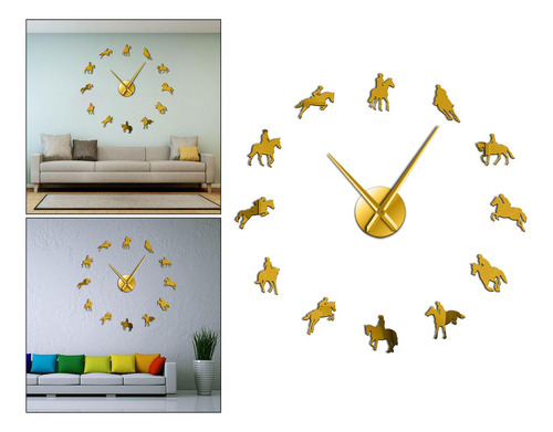 Diy Reloj De Pared Sin Marco 3d Espejo Pegatinas De Oro