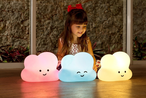 Luminária Abajur De Mesa Quarto Cloud Nuvem - Azul Fofa Cor da estrutura Azul-claro