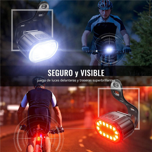 Combinación De Faro Y Luz Trasera De Bicicleta2 Luces Led