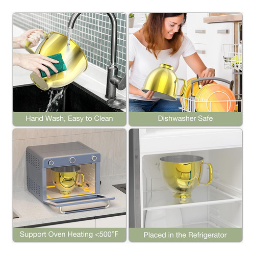 Tazón De Mezclador De Acero Inoxidable De 5qt Compatible Con