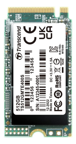 Transcend Ts512gmte400s 512gb Nvme M.2 Pcie Gen3x4 1.654 In