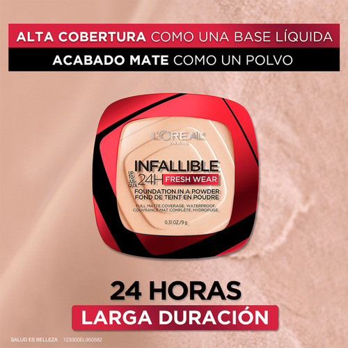 Base En Polvo Loréal Paris Infallible Tono 125 Ivory Buff