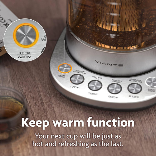 Hervidor Eléctrico Vianté Con Infusor De Té Para Té De Hojas
