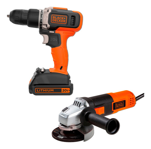 Imagen 1 de 10 de Taladro Atornillador 20v+ Esmeril Angular 4-1/2 Black+decker