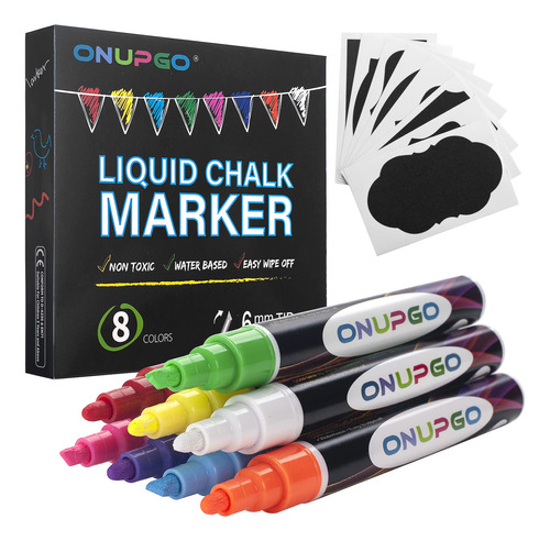 Onupgo Marcadores De Tiza Liquida, Paquete De 8 Boligrafos D