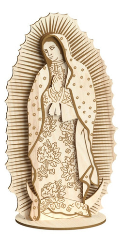 Figura Religiosa Virgen De Guadalupe En Madera