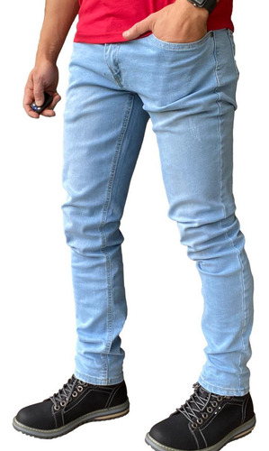 Pantalón Jeans Elasticado Slim Celeste