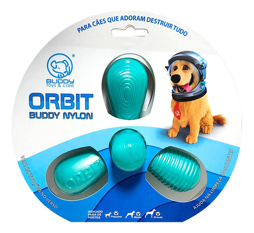 Mordedor Orbit Nylon Brinquedo Resistente P/cães Buddy Toys Cor Verde
