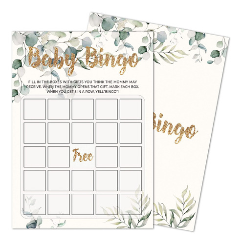 Bingo Baby Shower Game Genero Reveal Party Supplie Greenery