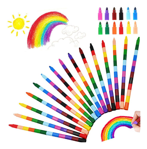 30 Lapices De Colores Apilables, Mini Lapices De Colores Par