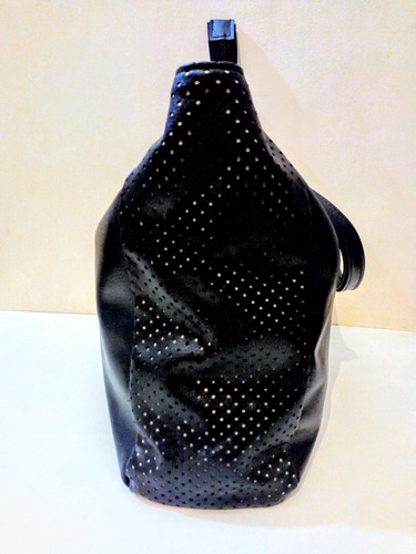 Cartera Tipo Bolso- Color Negra- Amplia- Isadora- Negro Lisa Metal Negro (Usado)