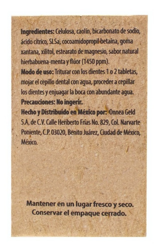 Imagen 8 de 9 de Pasta Dental Sólida De Hierbabuena 90 Tabletas Bam Boo!