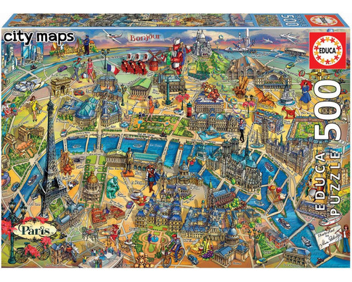 Educa Borras Serie Mapa De La Ciudad De París Puzzle De 500 