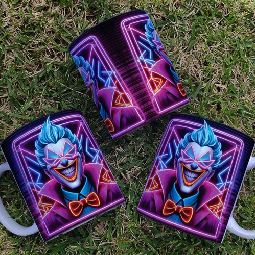 Taza Ceramica Joker Efecto Neón Blanco Taza Joker Efecto Neón