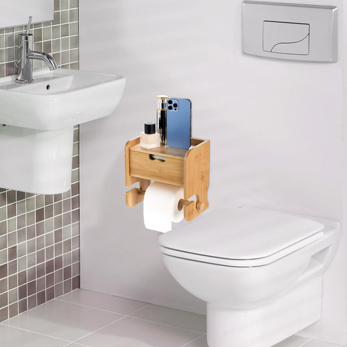 Soporte De Papel Higiénico De Bambú, Soporte De Pared Para R