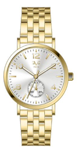 Reloj De Mujer V1969 Italia 1122-23 Dorado Fondo Plateado