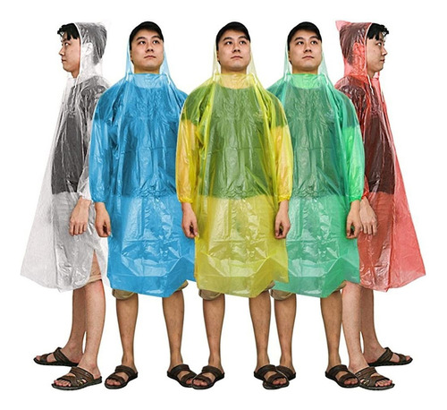 Paquete De 10 Ponchos Para Lluvia Desechables, Impermeable