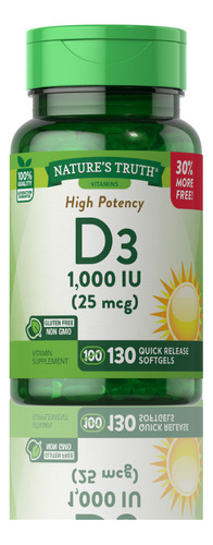 Nature's Truth Vitamina D3 130 Sg 1,000 Iu