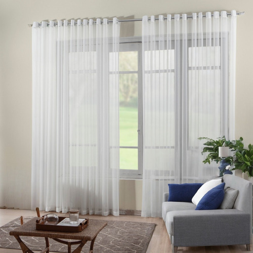 Cortina Voil Transparente Para Sala Ou Quarto 10,00 X 2,50 Cor Branco