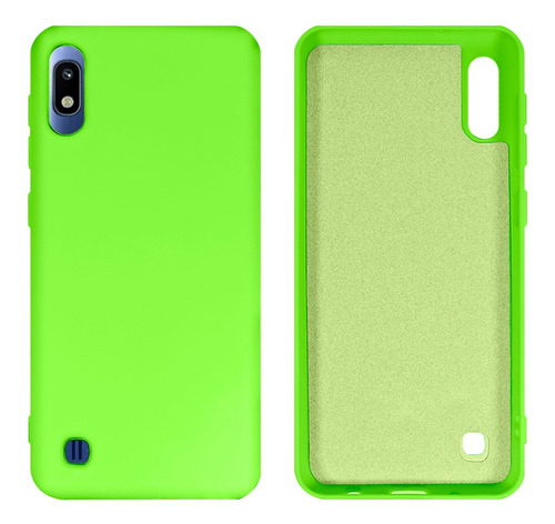 Capa Silicone Aveludado Cover Compatível Com Galaxy A10 Cor Verde Neon