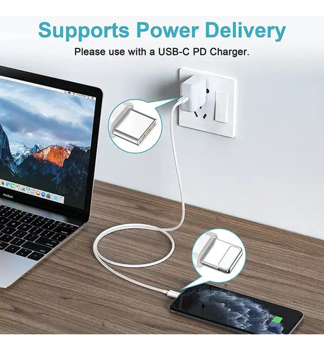 Cable De Carga Rápida Tipo C Para Iphone Ipad 1 Metro 20 W