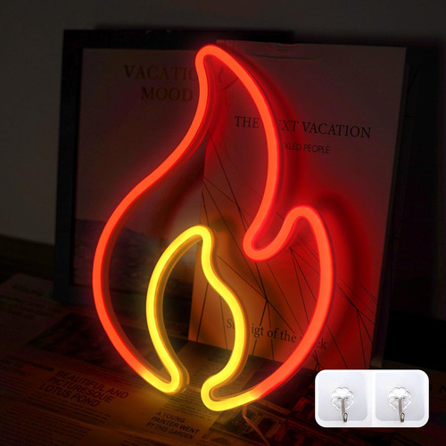 Letrero De Neón De Llama De Fuego, Letrero De Luz Led Para D