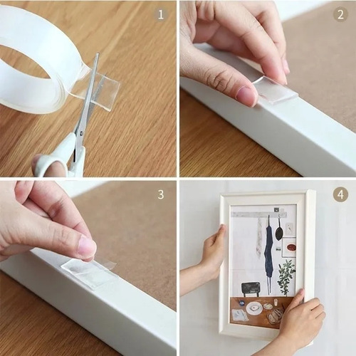 Imagen 3 de 8 de Cinta Doble Faz Transparente Silicona Nanotec 3cm X 3mts