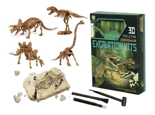 Kit Excavación Grande C/ Dinosaurios 3d Paleontología Full