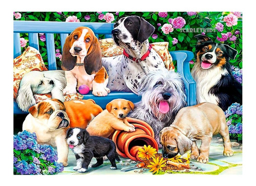 Puzzle Rompecabezas 1000 Piezas Trefl Perros En El Jardin Sk