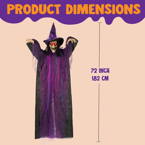 Joyin 72 Halloween Animado Haning Witch Con Esys Iluminados