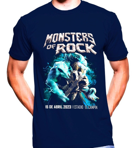 Camiseta Premium Hombre Rock Estampada Monsters Of Rock Blue