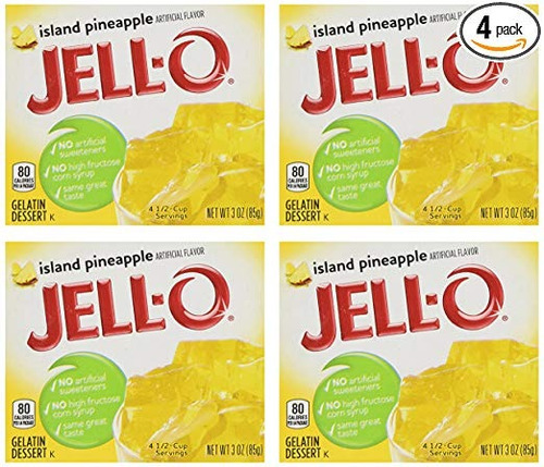 Jell-o Island Pineapple Gelatina Mix, 3 Cajas Oz (paquete De