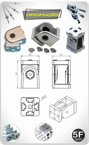 Imagem 3 de 9 de União Articulada P/ Perfil Estrutural Base 40 (tipo Bosch)