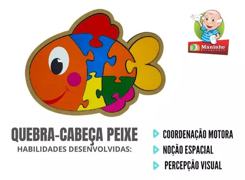 Quebra-cabeça peixe - Brinquedo educativo de madeira