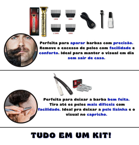 Kit Barbeiro - Maquininha Do Dragão + Navalha E 5 Lâminas