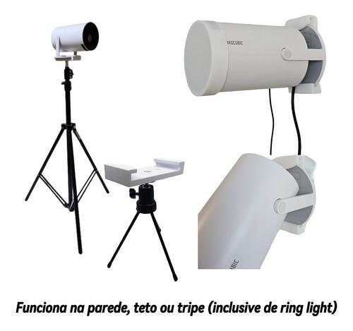 Kit Suporte Para Projetor Hy300 Parede Teto E Tripé 3 Peças