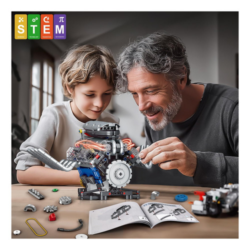 Kit De Modelo De Motor Bricxor V8 Que Funciona, Controlado E