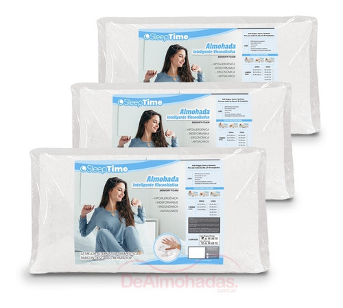 Combo X3 Almohadas Inteligentes 60x40 Seeptime Con Funda