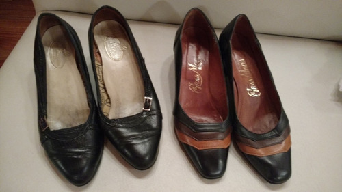 Zapatos De Señora Cuero Negro Num 38 Como Nuevos Excelentes!