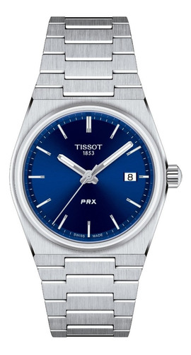 Reloj Tissot Prx 35mm T1372101104100 Color de la malla Acero Color del bisel Plateado Color del fondo Azul