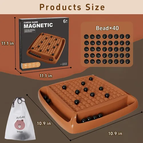 Juego De Ajedrez Magnético Portátil – 40 Piezas Con Bolsa De Almacenamiento Para Viajes Y Familia