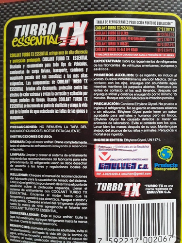 Refrigerante Anticorrosivo Rojo Turbo Tx
