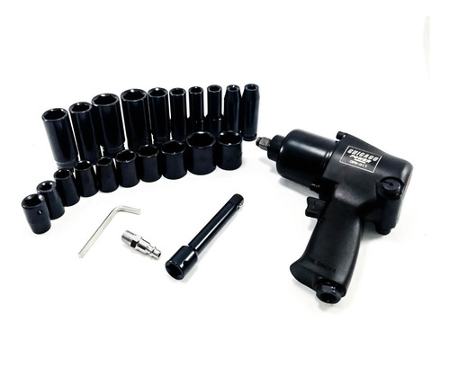 Pistola Neumática 1/2 + Copas De Impacto Cortas Y Largas